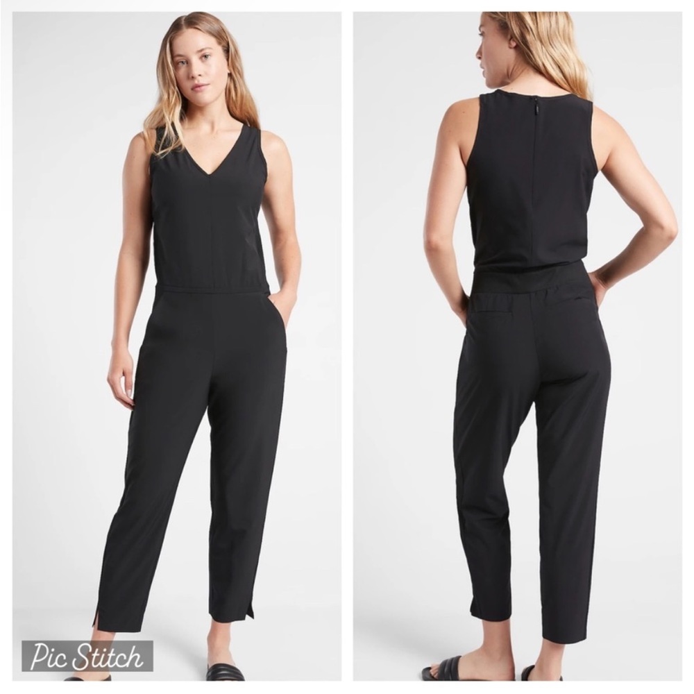 Athleta Brooklyn Jumpsuit in Black Featherweight Stretch Size 6